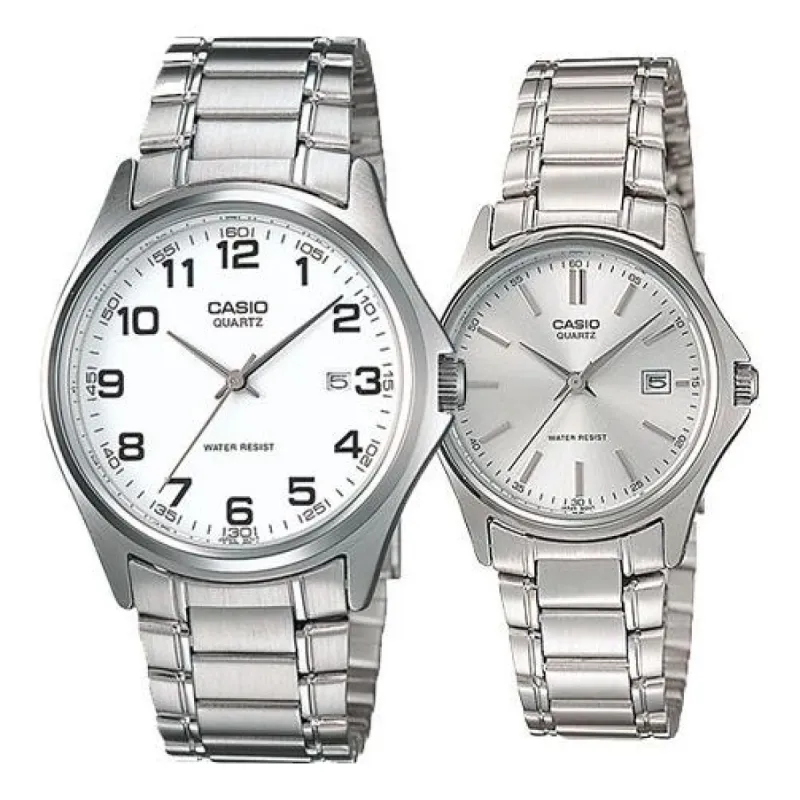 CASIO STANDARD&ENTICER Series Classic Vintage Fashion Small Round Couple White/Silver Analog MTP-1183A-7B&LTP-1183A-7A sold by KicksCrew