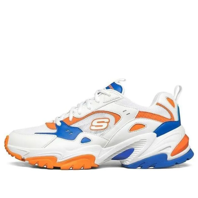 Skechers Stamina v2 Low Top Running Shoes White/Orange/Blue 894003-WBOR sold by KicksCrew