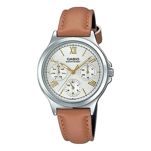 CASIO Leather Brown Quartz Waterproof Analog LTP-V300L-7A2 sold by KicksCrew