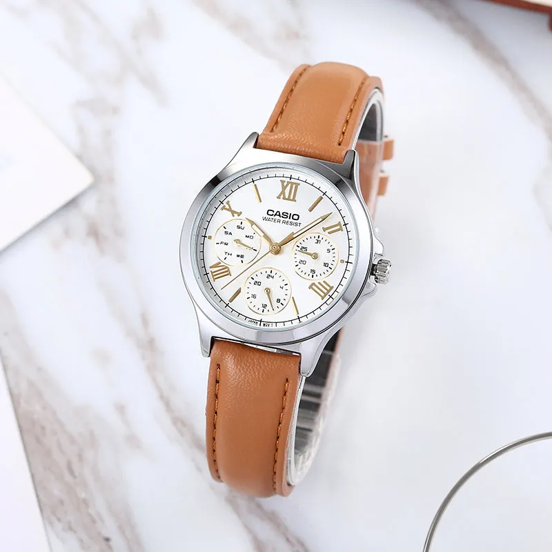 CASIO Leather Brown Quartz Waterproof Analog LTP-V300L-7A2 sold by KicksCrew product image thumbnail 2