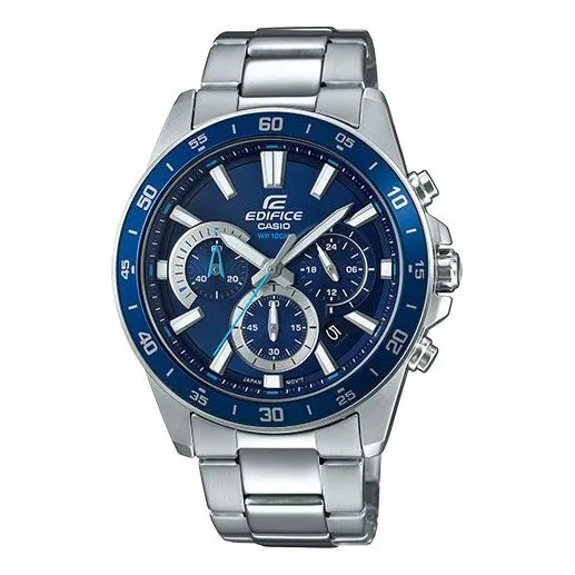 CASIO EDIFICE BlueWater-Proof Steel Band Men'sQuartz ue Silver Waterproof Stainless Steel Strap Mens Analog EFV-570D-2A sold by KicksCrew