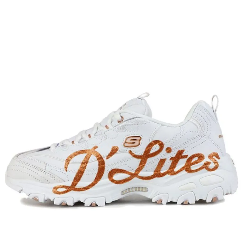 (WMNS) Skechers D Lites Glitzy City Running Shoes White/Gold 13165-WTRG sold by KicksCrew