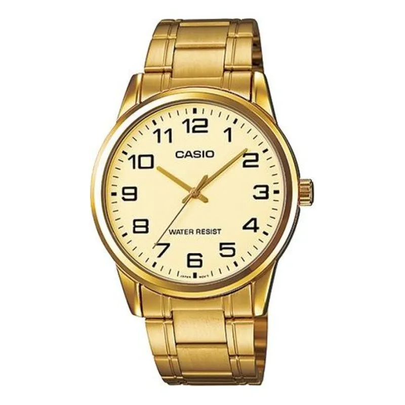 CASIO STANDARD Serieses Men's Golden Quartz Waterproof Mens Analog MTP-V001G-9B sold by KicksCrew