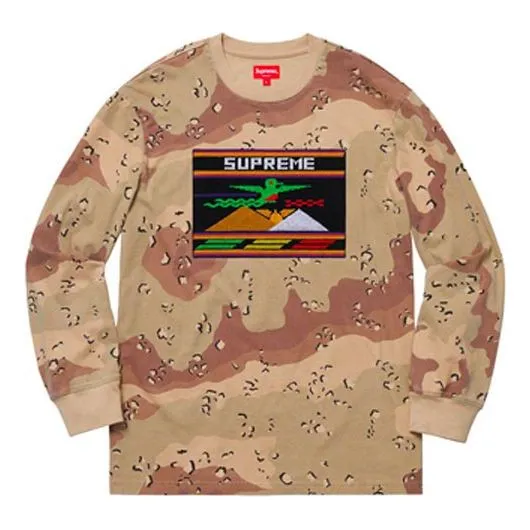 Supreme SS19 Needlepoint Patch LS Top ChocolateChipCamo SUP-SS19-335 sold by KicksCrew