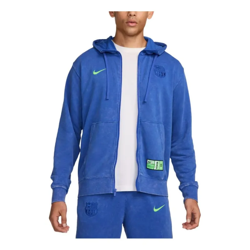 Nike FC Barcelona Club Third French Terry Full-Zip Hoodie 'Royal Lime' FQ2999-405 sold by KicksCrew