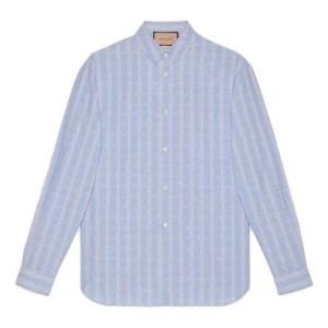 Gucci Striped Double G Cotton Shirt 'Light Blue White' 742714-ZAMR3-4305 sold by KicksCrew