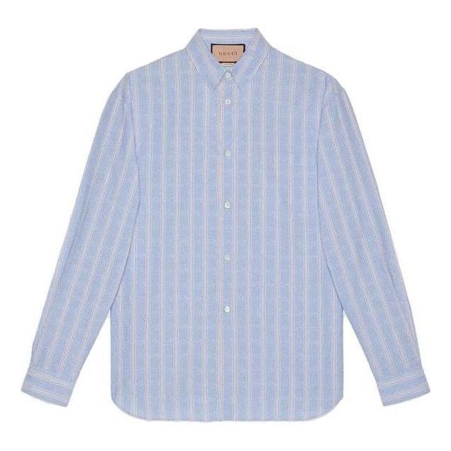 Gucci Striped Double G Cotton Shirt 'Light Blue White' 742714-ZAMR3-4305 sold by KicksCrew