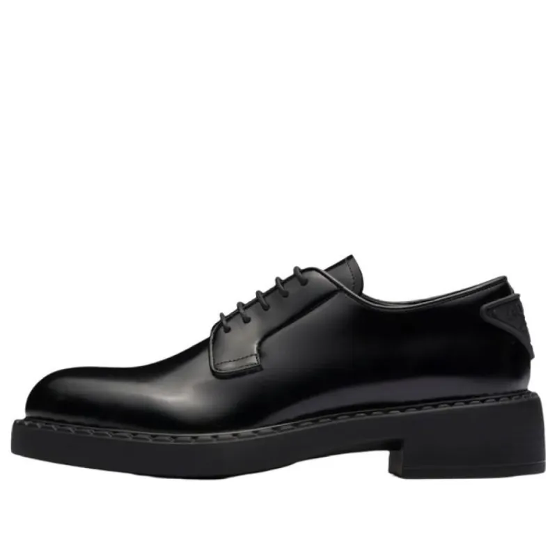(WMNS) PRADA 50mm Brushed Leather Derby Shoes 'Black' 1E877M_055_F0002_F_B050 sold by KicksCrew