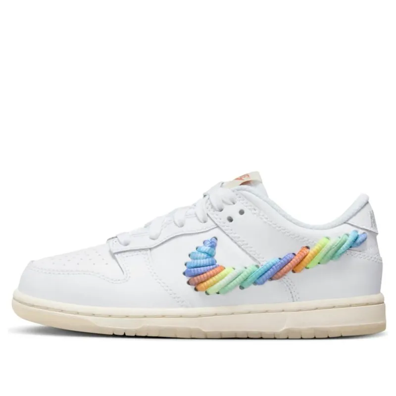 (PS) Nike Dunk Low SE 'Rainbow Lace Swoosh White' FN4862-100 sold by KicksCrew