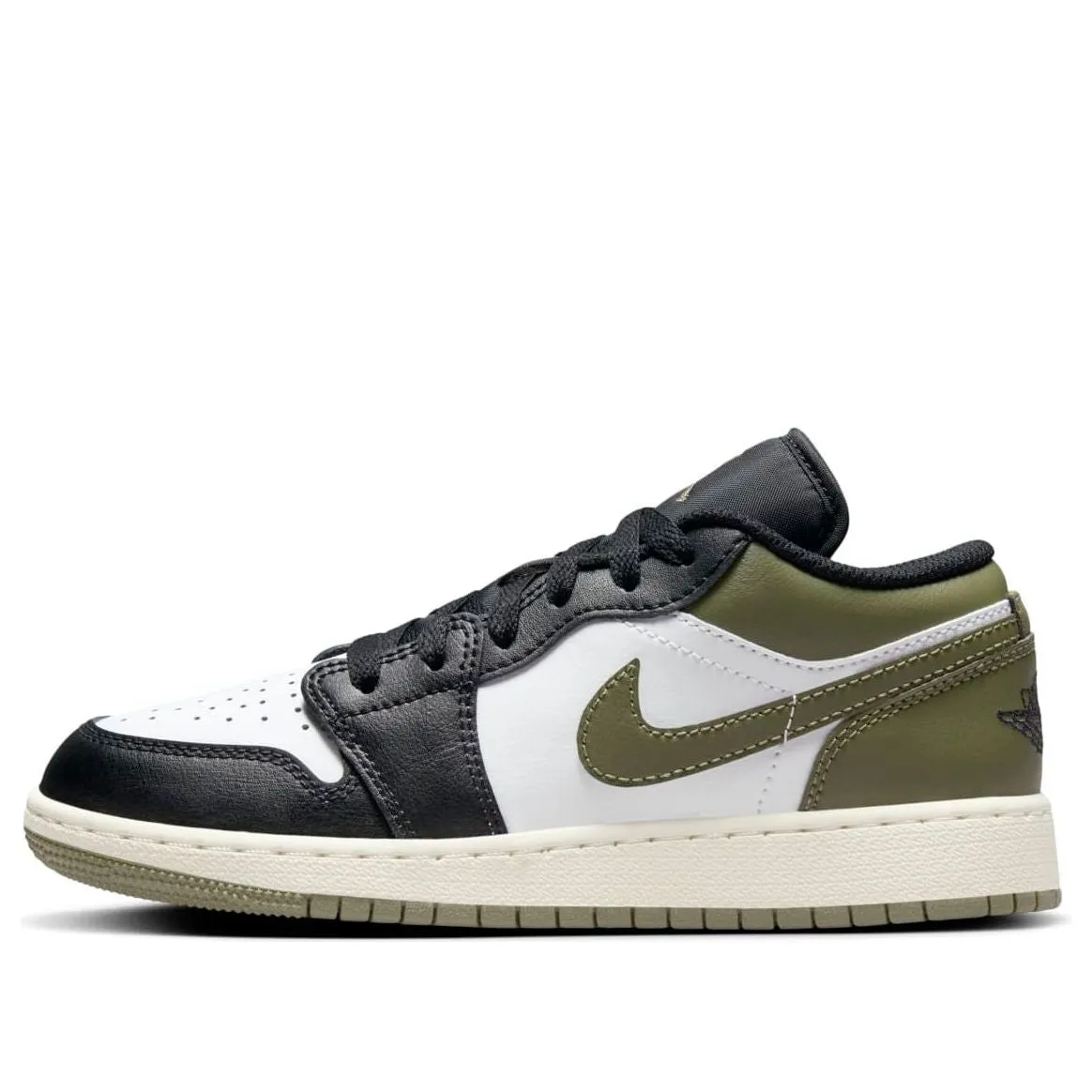 (GS) Air Jordan 1 Low 'Black Toe Medium Olive' 553560-092 sold by KicksCrew