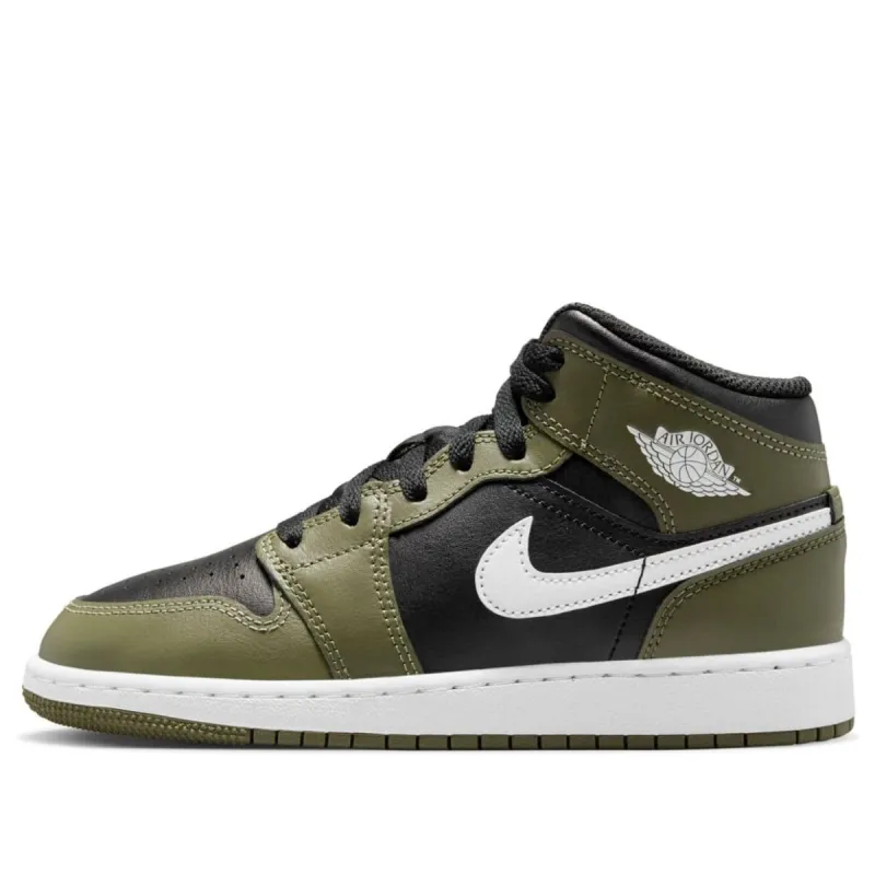 (GS) Air Jordan 1 Mid 'Black White Olive' DQ8423-092 sold by KicksCrew