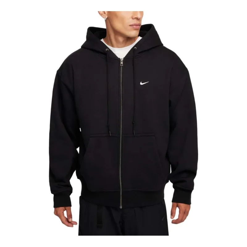Nike Solo Swoosh Thermal Full-Zip Hoodie 'Black White' FZ1165-010 sold by KicksCrew