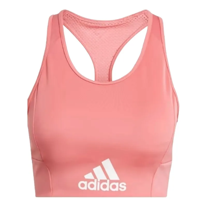 (WMNS) adidas AEROREADY Designed 2 Move Logo Padded Sports Bra 'Pink White' GL3835 sold by KicksCrew
