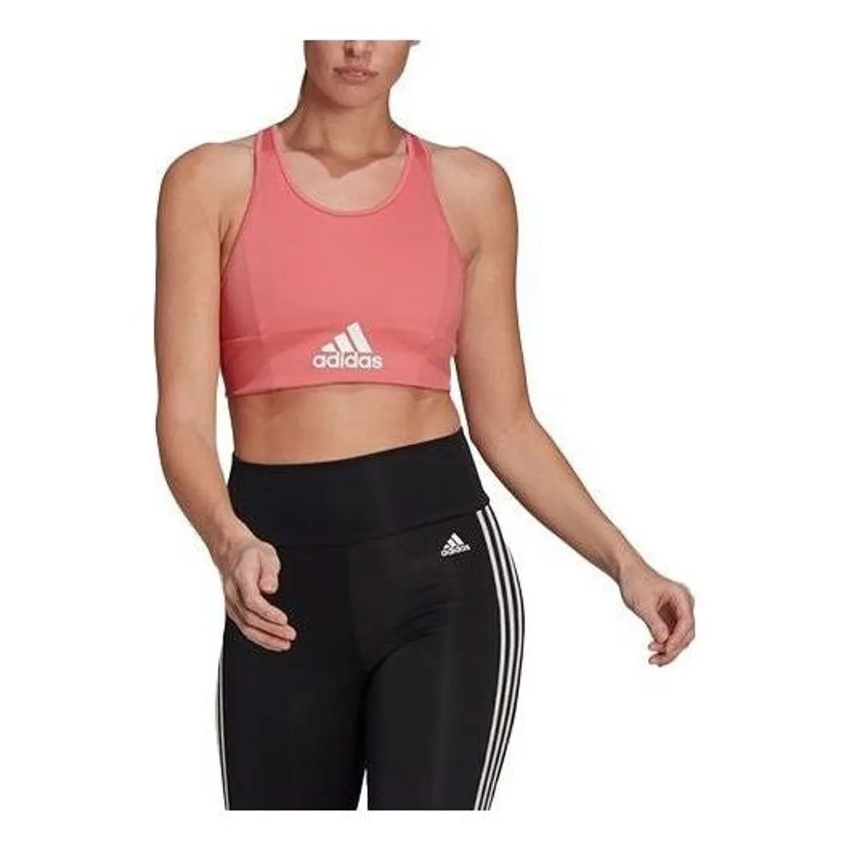 (WMNS) adidas AEROREADY Designed 2 Move Logo Padded Sports Bra 'Pink White' GL3835 sold by KicksCrew product image thumbnail 3