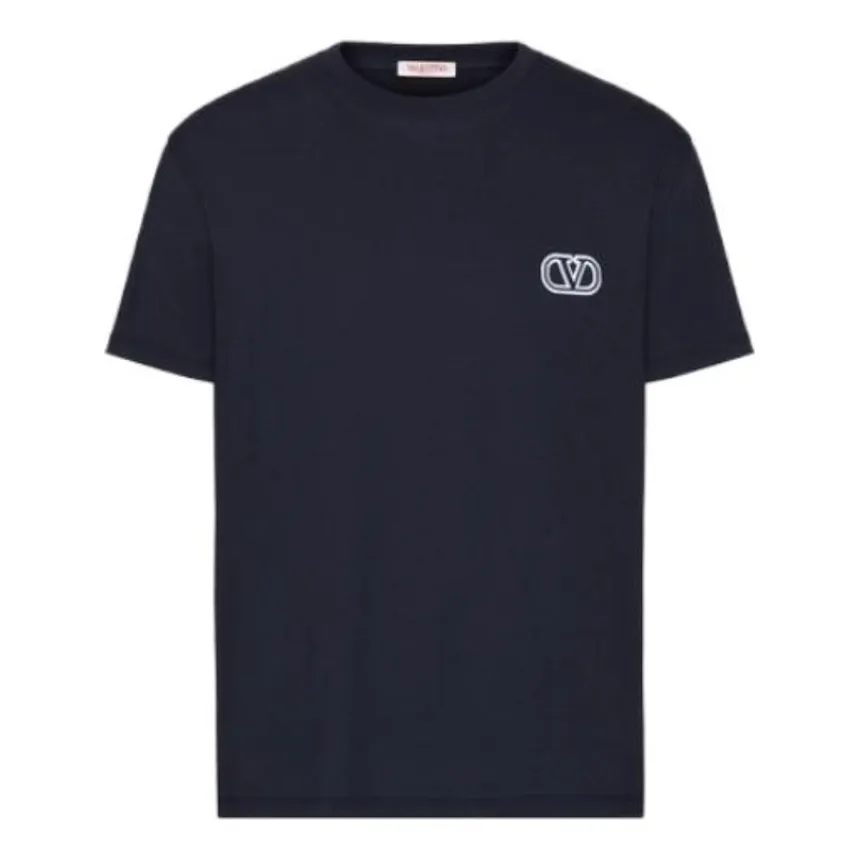 Valentino Embroidered V Logo T-Shirt 'Navy' 4V3MG10V9LJONO sold by KicksCrew