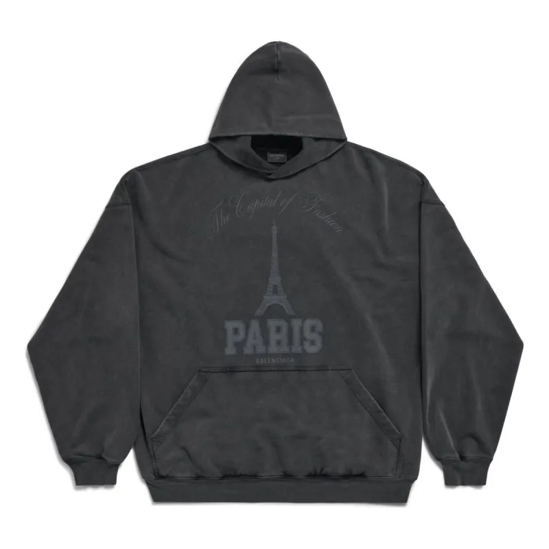 Balenciaga The Capital Of Fashion Hoodie Large Fit 'Black Faded' 803265TRVN41048 sold by KicksCrew