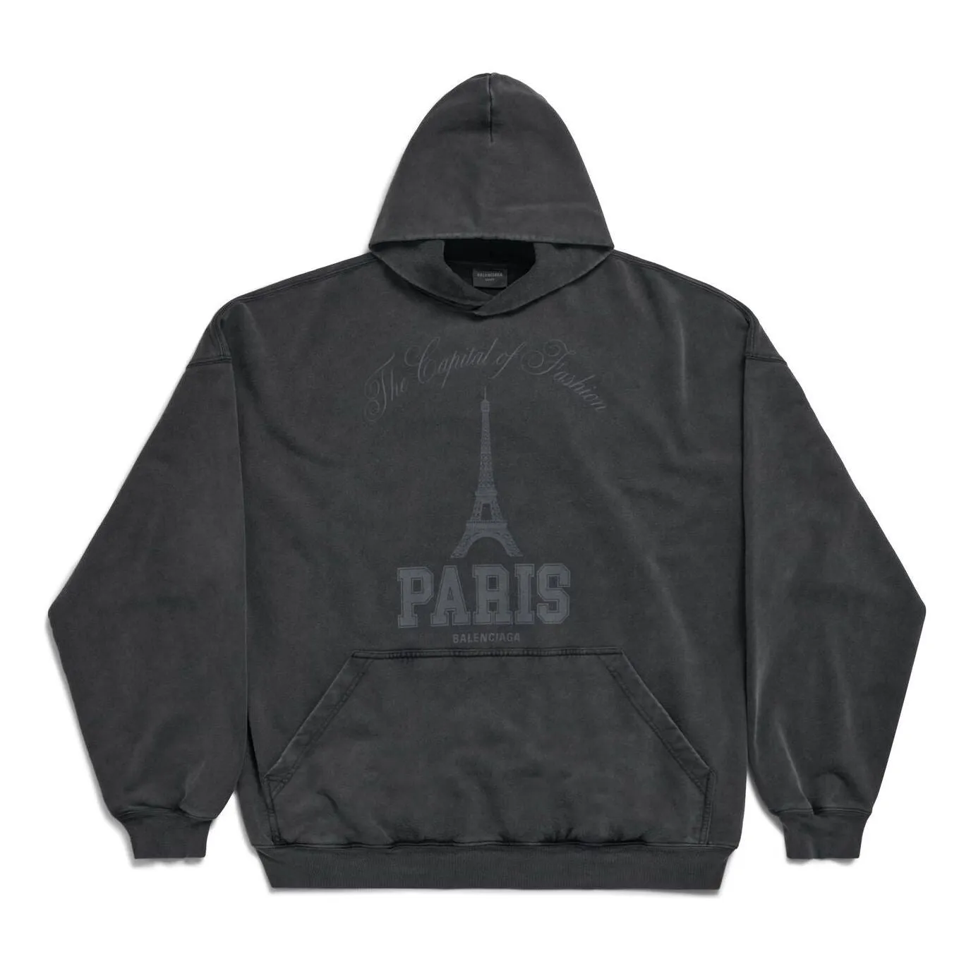 Balenciaga The Capital Of Fashion Hoodie Large Fit 'Black Faded' 803265TRVN41048 sold by KicksCrew