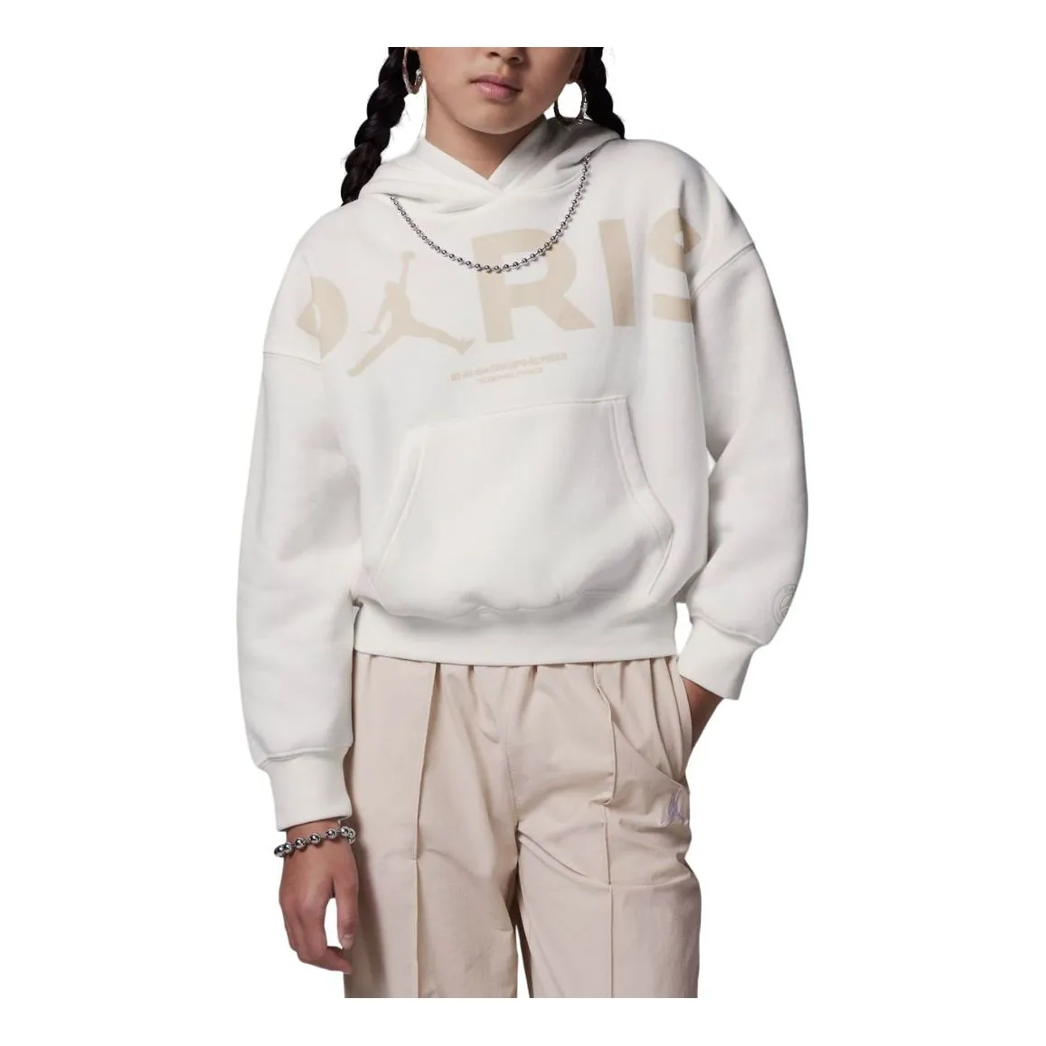 (GS) Air Jordan Paris Saint-Germain Brooklyn Fleece Graphic Hoodie 'Sail' HQ8127-133 sold by KicksCrew