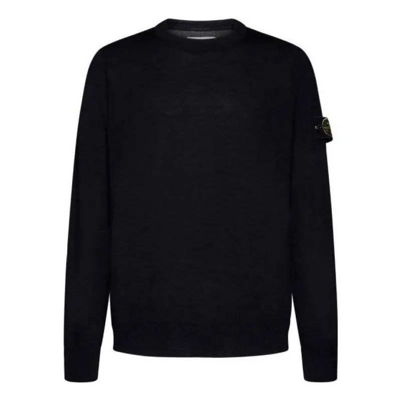 STONE ISLAND Wool Crewneck Sweater 'Black' 7915510C4-A0029 sold by KicksCrew