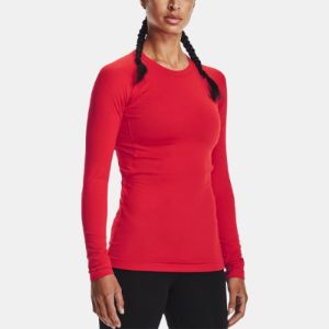 (WMNS) Under Armour ColdGear Authentics Crew Shirt 'Red' 1368701-600 sold by KicksCrew