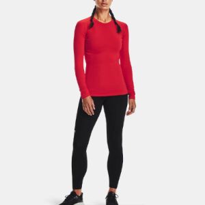 (WMNS) Under Armour ColdGear Authentics Crew Shirt 'Red' 1368701-600 sold by KicksCrew