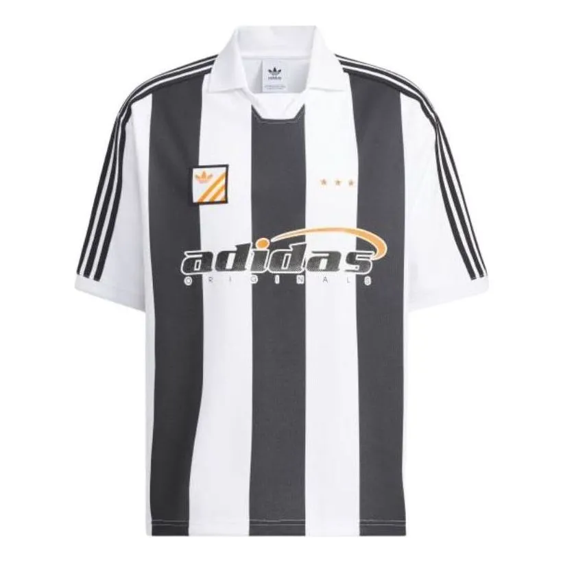 adidas Trefoil Logo Play Football Graphic Short Sleeve Polo Shirt 'White Black' IW6306 sold by KicksCrew