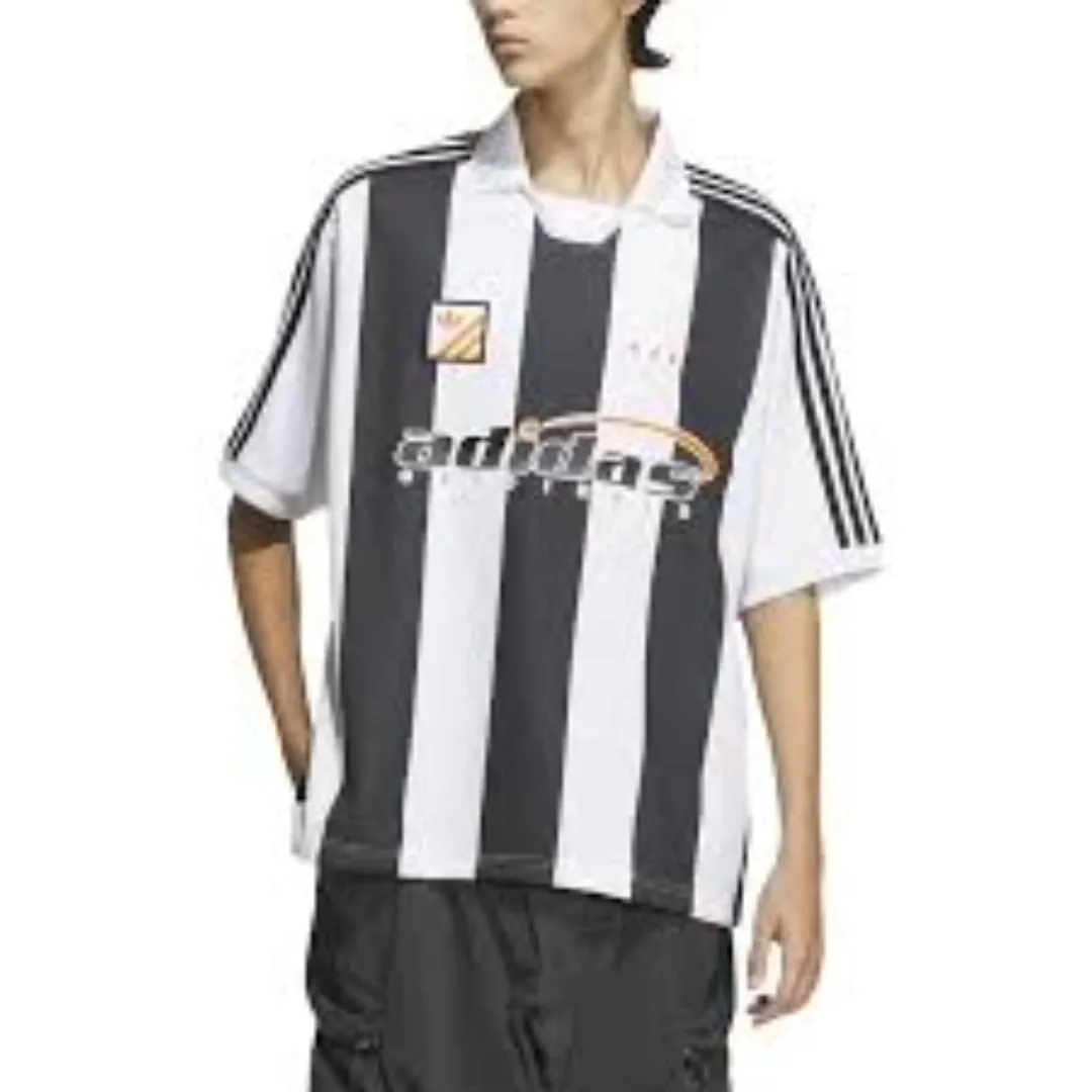 adidas Trefoil Logo Play Football Graphic Short Sleeve Polo Shirt 'White Black' IW6306 sold by KicksCrew product image thumbnail 3