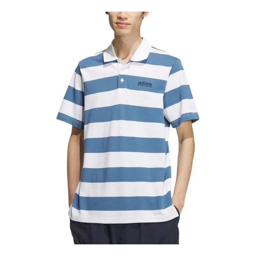 adidas Pique Stripe Polo Shirt 'Blue White' JI9058 sold by KicksCrew product image thumbnail 3