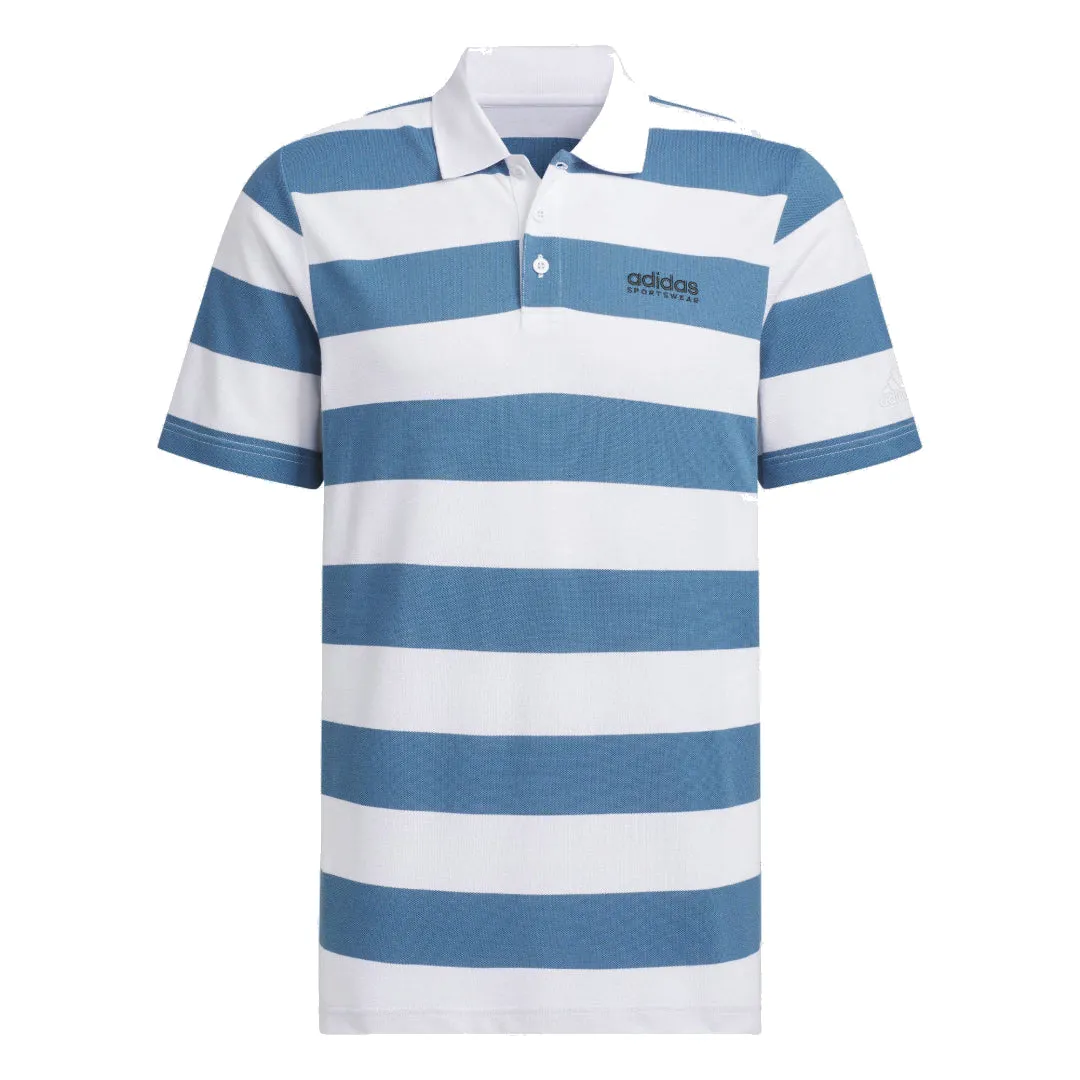 adidas Pique Stripe Polo Shirt 'Blue White' JI9058 sold by KicksCrew