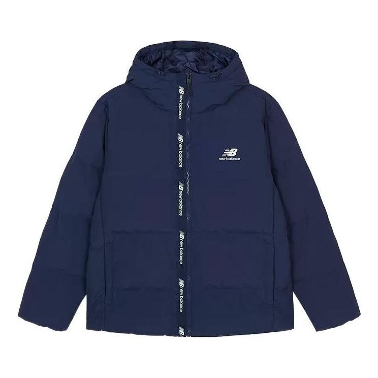 New Balance Logo Print Down Jacket 'Blue Black' AMJ23343-NNY sold by KicksCrew