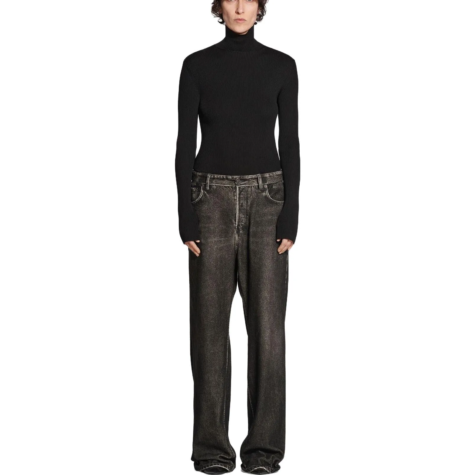 Balenciaga Denim Trompe L'oeil Pants 'Black' 751503TOL991000 sold by KicksCrew product image thumbnail 3