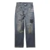 Balenciaga Doodle-Print Straight Denim Pants 'Blue' 746986TOW664036 sold by KicksCrew
