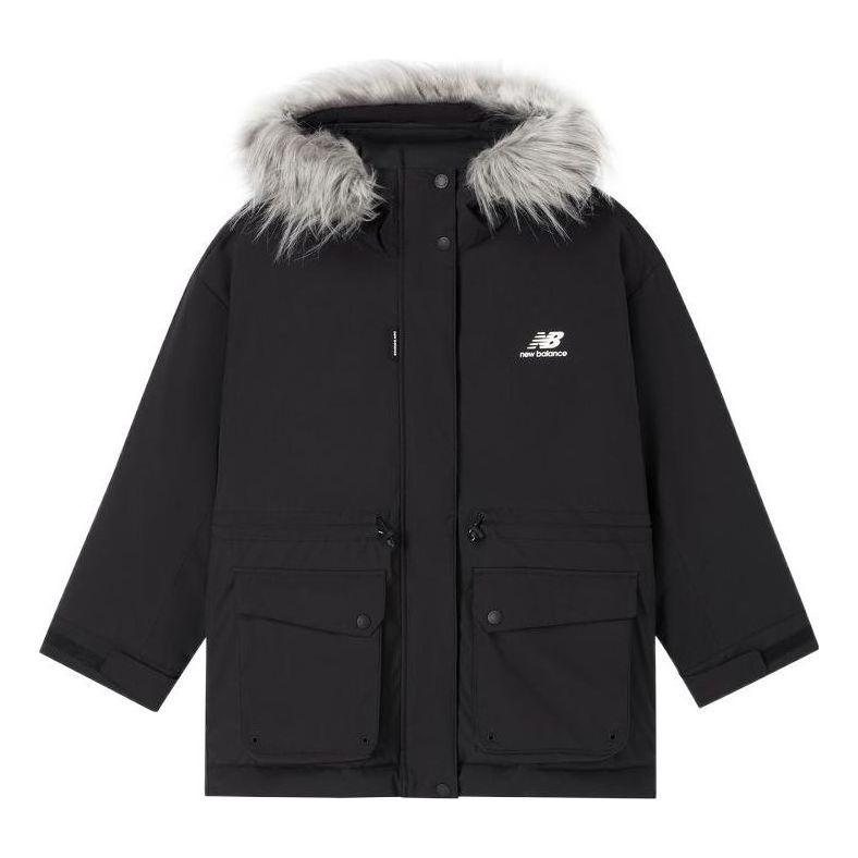 (WMNS) New Balance Warm Long Down Jacket 'Black Grey' AWJ24305-BK sold by KicksCrew