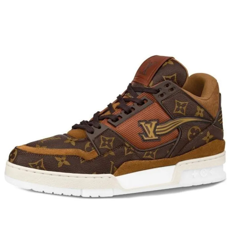 LOUIS VUITTON Trainer Ankle Sneakers 'Brown Monogram' 1A8A9S sold by KicksCrew