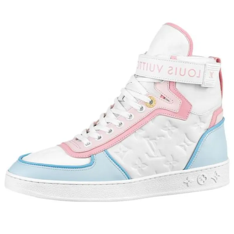 (WMNS) LOUIS VUITTON Boombox Ankle Sneakers 'White Monogram with Pink and Blue' 1A9S6Q sold by KicksCrew