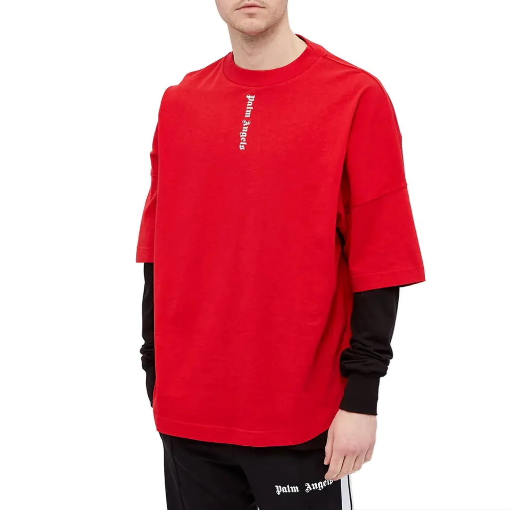 Palm Angels SS21 Vertical Logo Oversized T-Shirt 'Red White' PMAA002R21JER0042501 sold by KicksCrew product image thumbnail 3