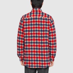 Gucci Checked Wool Shirt With Mushrooms 'Red Blue' 636405-ZAFK3-9038 sold by KicksCrew