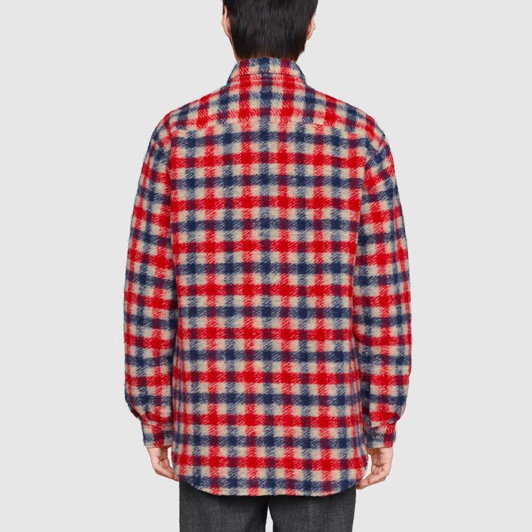 Gucci Checked Wool Shirt With Mushrooms 'Red Blue' 636405-ZAFK3-9038 sold by KicksCrew product image thumbnail 3