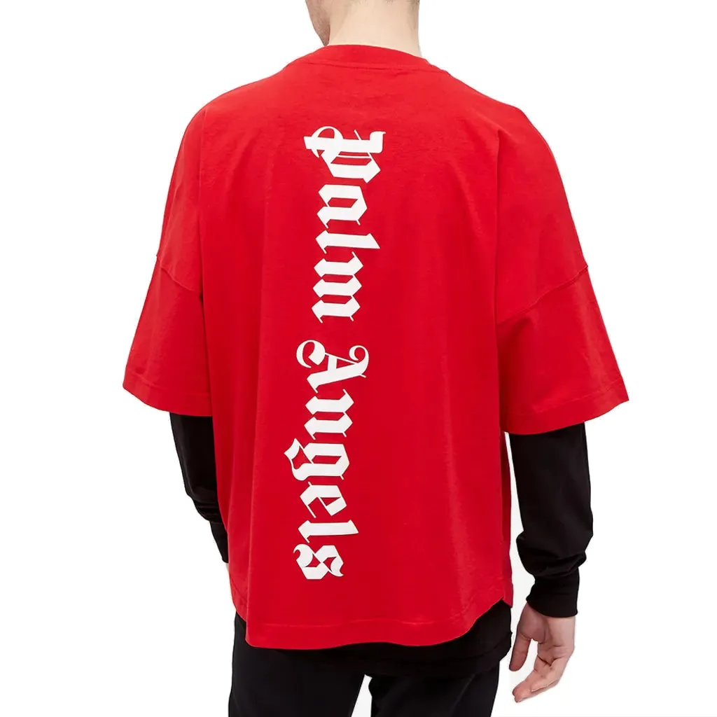 Palm Angels SS21 Vertical Logo Oversized T-Shirt 'Red White' PMAA002R21JER0042501 sold by KicksCrew product image thumbnail 2