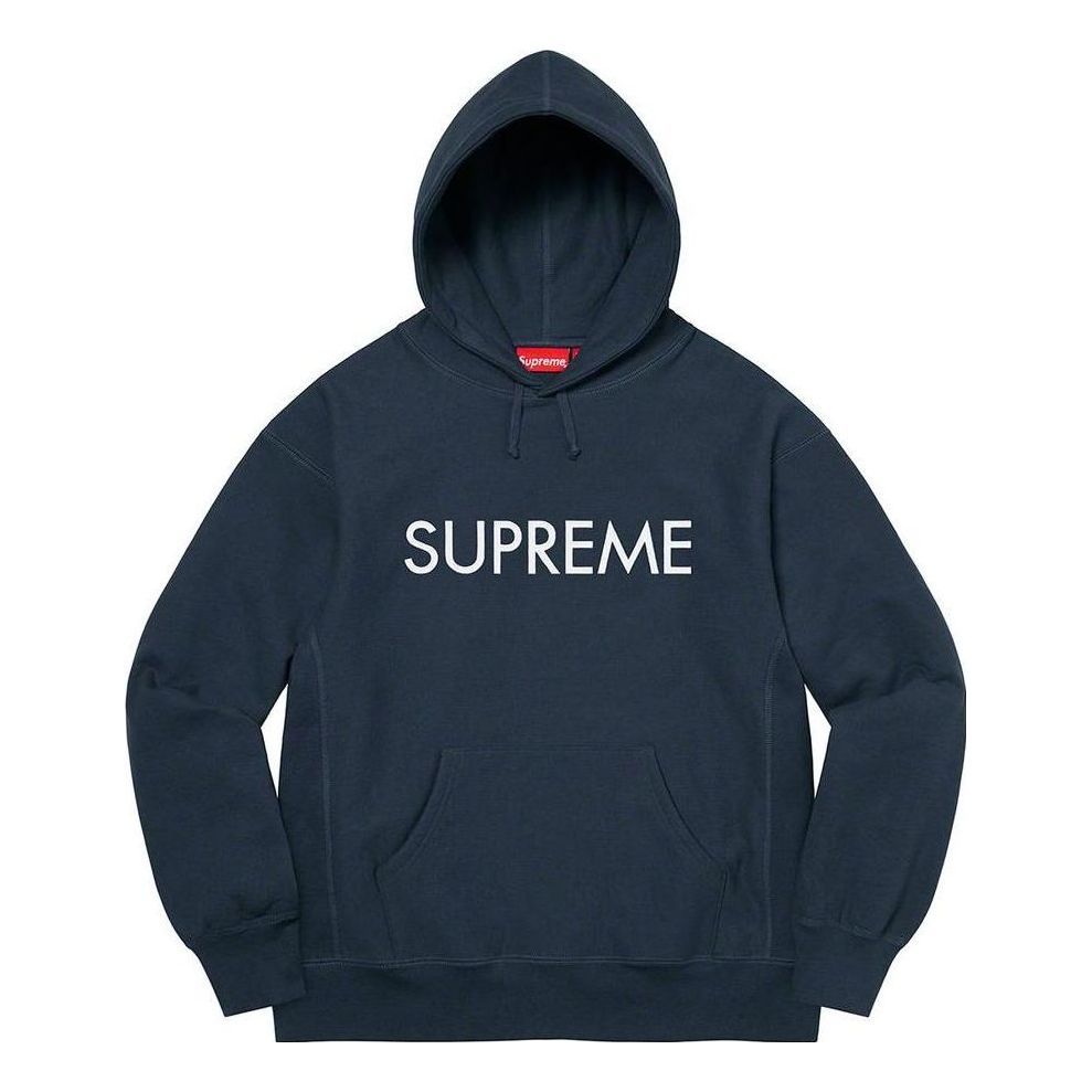 Supreme Capital Hooded Sweatshirt 'Navy White' SUP-FW22-087 sold by KicksCrew