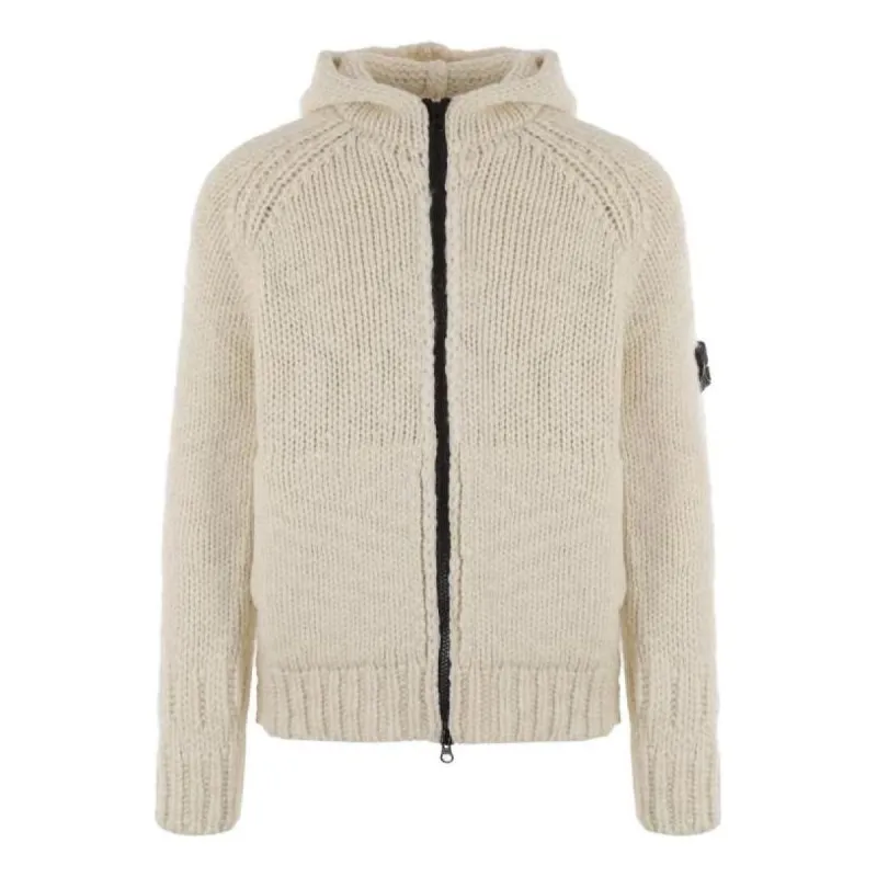 STONE ISLAND Ivory Wool Cardigan 'Plaster' 7915544D4-V0097 sold by KicksCrew