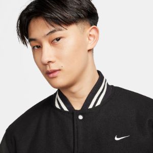Nike Authentics Varsity Jacket 'Black White' FD7846-010 sold by KicksCrew