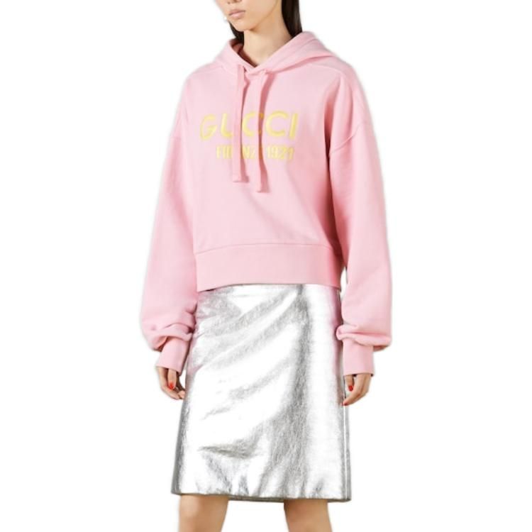 (WMNS) Gucci Cotton Hooded Sweatshirt With Embroidery 'Pink' 765384-XJF0S-5358 sold by KicksCrew product image thumbnail 2