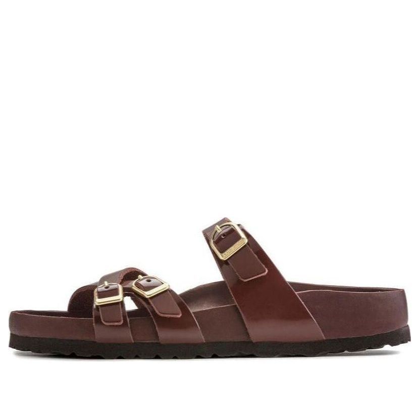 (WMNS) Birkenstock Franca Natural Leather Patent Narrow Fit 'High Shine Chocolate' 1021520 sold by KicksCrew