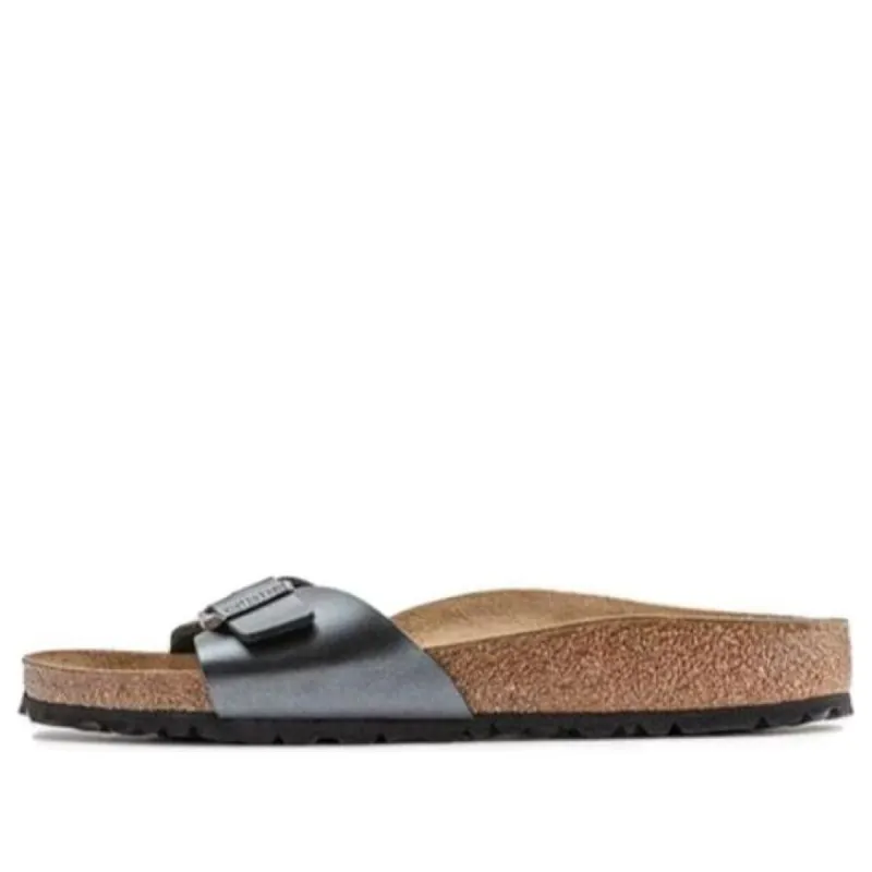 Birkenstock Madrid Birko-Flor Narrow Fit Sandals 'Metallic Black' 1021532 sold by KicksCrew