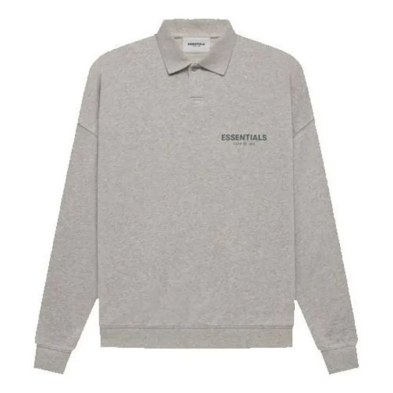 Fear of God Essentials FW21 Long Sleeve Polo Shirt 'Heather Oatmeal' FOG-FW21-141 sold by KicksCrew