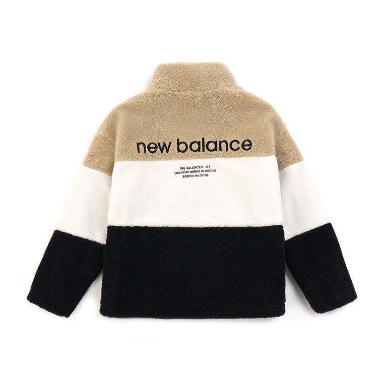 New Balance Plus Colorblock Patch Detail Zip Up Teddy Jacket 'White Tan Black' 6DC44823-BEI sold by KicksCrew product image thumbnail 2
