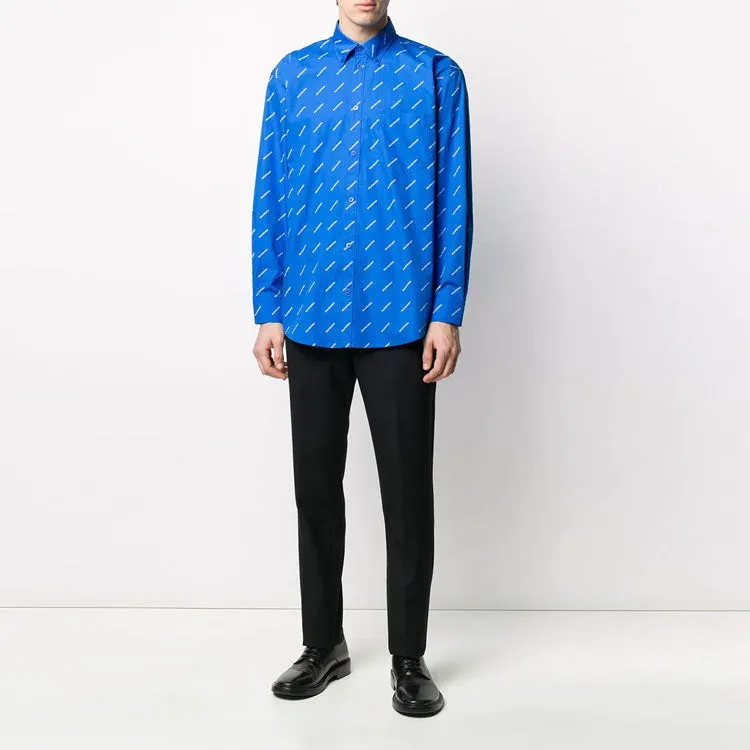 Balenciaga All Over Logo Shirt 'Blue White' 534333TBL967560 sold by KicksCrew product image thumbnail 2