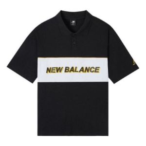 New Balance Logo Polo T-Shirt 'Black White' AMT12376-BK sold by KicksCrew