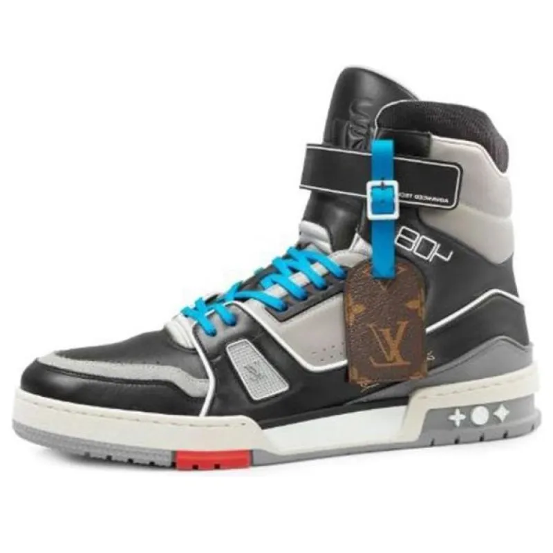 LOUIS VUITTON 408 Paris High Top Sneakers 'Black Grey Blue' 1A7RWZ sold by KicksCrew